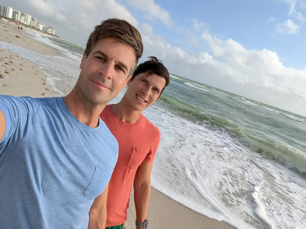 Dave and Patrick on South Beach, the nearshore reef just offshore